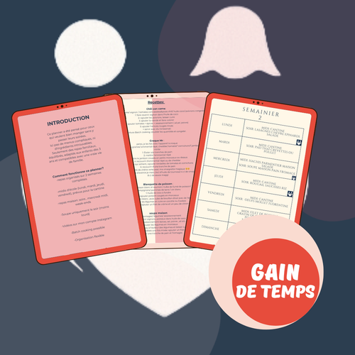 Planner Repas Anti "Qu'est-ce qu'on mange" - 2 Semaines de Menus avec Recettes + Fiches de Stocks Offertes