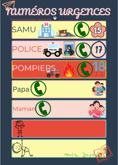 Fiche numéros d'urgence — À imprimer gratuitement